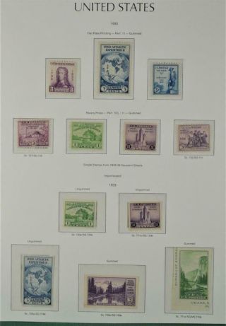 Usa America Stamps Selection Of 1933 On Page Mainly H/m Or U/m (r166)