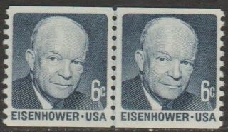 Scott 1401 - 1970 - 71 Regular Issue - 6 Cents Dwight D.  Eisenhower Coil Pair