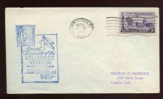 Us Alabama Event Cover (annual Assembly Of Confederate Vets) 1948 Montgomery Al