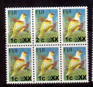 Fiji Overprint Bird Stamps Scarce 2c Error In Block Of 1c On 23c.  - Um Mnh Al01