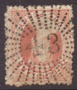 Australia Queensland Numeral Postmark / Cancel " 43 " Sandgate On Chalon Penny
