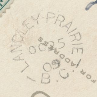 1909 Langley Prairie BC Split Ring OC 25 09 On Post Card 3