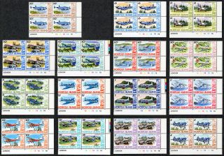 Norfolk Island 1980 - 81 Aircraft Definitives 15 Blocks Of 4 Stamps Scott 256 - 270