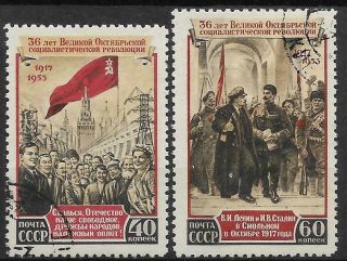 Russia Ussr 1953 October Revolution Complete Set 2v / T18841