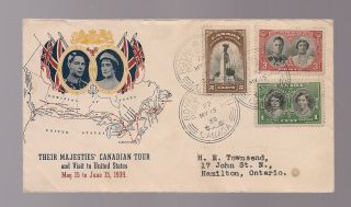 1st Day Cover/canada/ 246 - 248/royal Visit/1939/royal Train