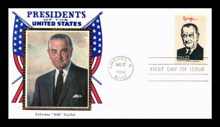 Dr Jim Stamps Us Lyndon B Johnson President Colorano Silk Fdc Cover Chicago