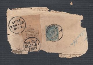 India In Burma 1905 Cover Rangoon To India W/ Scarce Missent Label
