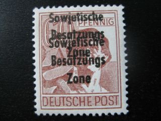 Soviet Occupation Zone Mi.  A195 Dd I Mnh Double Overprint Stamp Cv $95.  00