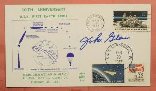 1972 Astronaut John Glenn Signed 10th Anniv First Earth Orbit