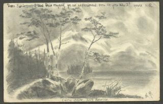 Hand Illustrated Post Card 1/2d Edvii Camberwell 1903 Landscape Loch Katrine