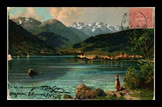 Dr Jim Stamps View Of Lake Mountains France Cancel On Front Postcard