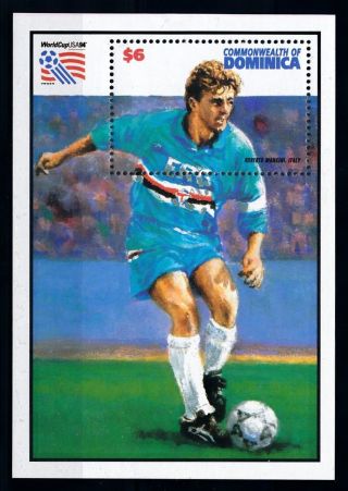 [76911] Dominica 1994 World Cup Football Soccer Usa Roberto Mancini Sheet Mnh