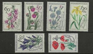 Czechoslovakia Sc 1241 - 6 Mlh Stamps Flowers
