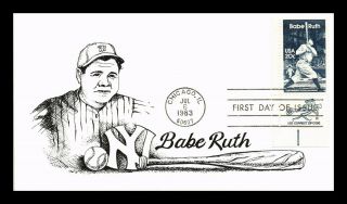 Dr Jim Stamps Us Babe Ruth Baseball First Day Cover Mr Zip Chicago
