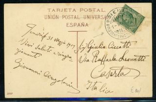 Italy Postal History Lot 766 1909 Picture Postcard Siena - Caserta $$$