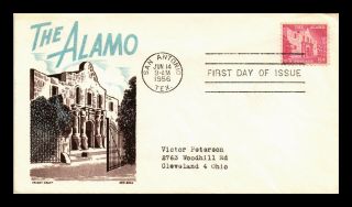 Dr Jim Stamps Us Texas Alamo First Day Cover Scott 1043 Cachet Craft San Antonio