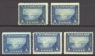 U.  S.  399 (x5) - 1913 5c Pac - Pacific ($325)