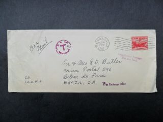 United States 1957 Airmail Cover Orinda Cal To Belem Brazil.  Postage Due.  Look.