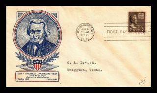 Dr Jim Stamps Us Andrew Jackson Presidential Series Fdc Cover Scott 812
