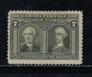 Old Hinged 100 Canada 7 Cent Postage Stamp Quebec Tercentenary Issue 1908