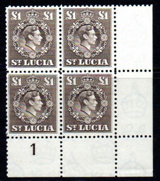 St Lucia 4 One Pound Stamps C1946 Unmounted
