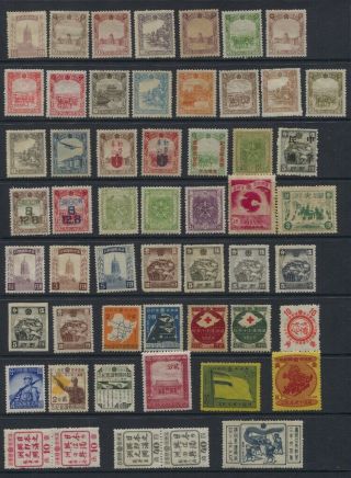Manchukuo Page Of Mh Issues,  Surcharges,  Imperf Sets Etc All Og