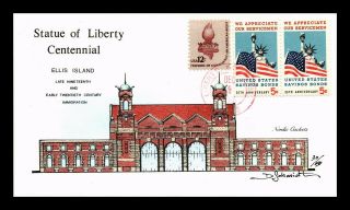 Dr Jim Stamps Us Statue Of Liberty Centennial Hand Painted Ellis Island Cover