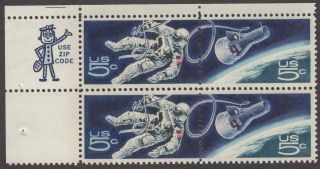 Scott 1331 - 1332 - Us Zip Block Of 4 - Space Accomplishments - Mnh - 1967