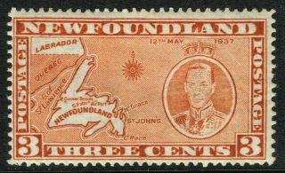 Sg 258 Newfoundland 1937 - 3c Orange - Brown (die I,  Perf.  14) - Mounted
