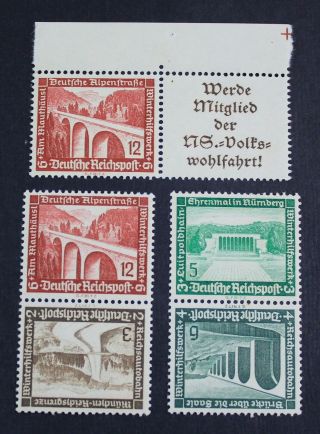 Ckstamps: Germany Stamps Scott B93/b98 Nh Og Perf Fold B98 Gum Dist