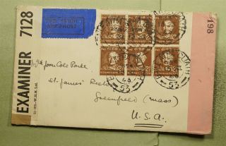 Dr Who 1943 Ireland Dublin To Usa Dual Censored Air Mail C120594