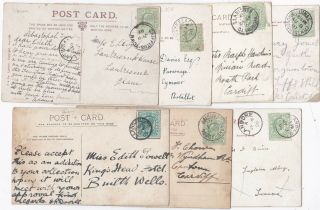 1904/10 7 Ppcs Glamorganshire Postmarks Llanbradach Dinas Landore Llanishen