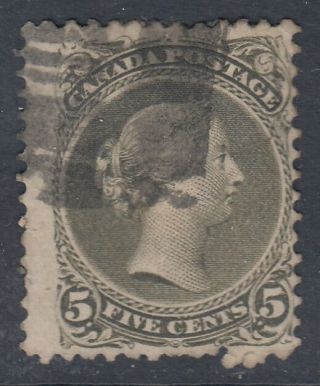 Canada Scott 26iv 5 Cent Perf 11 3/4 X 12 Olive Green " Large Queen " Hcv $270