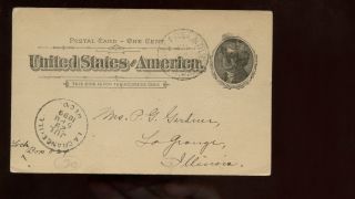Us Mid - West Postal Card 1899 Rockford,  Illinois With Railway Post Office Cancel