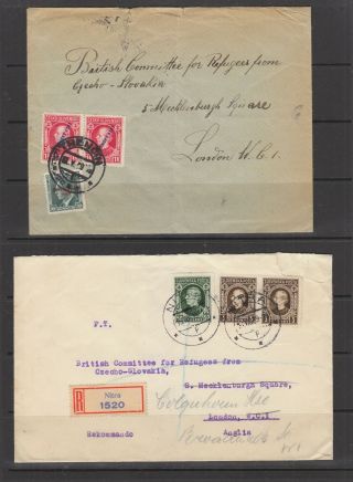 Slovakia 1939,  2 Covers To British Committee For Refugees Of Czechoslovakia