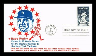 Dr Jim Stamps Us Babe Ruth Red Sox Yankees Baseball First Day Cover Chicago