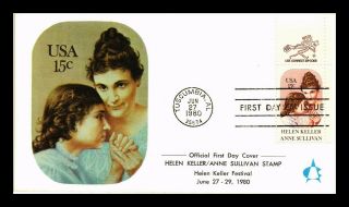 Dr Jim Stamps Us Helen Keller Anne Sullivan First Day Cover Mr Zip Tuscumbia
