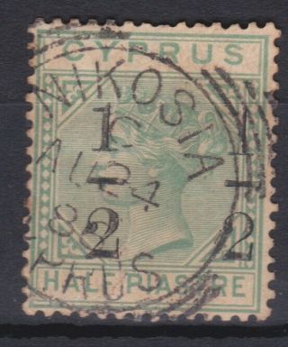Cyprus British Commonwealth 1886 1/2 Piastre Stamp 1/2 Ovp Nikosia Cds