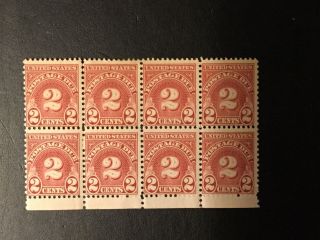 Us Postage Due Stamp Scott J71 6 Nh Og Gum 2 Lh Block Of 8 See Scans