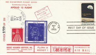 1969 Apollo 12 Launch; Rri Rocket Mail 11/14,  199/250 W/apollo 8 1371 Fdc