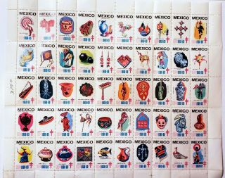 Full Sheet Of 50,  Mexican Postage Stamps 1968 - 69,  Postal - Latin America