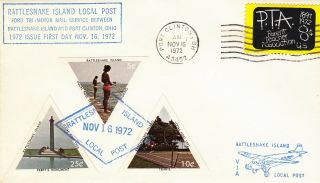 Rattlesnake Island Local Post Nov 16,  1972 W/p.  T.  A.  Stamp