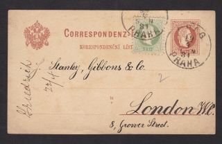 Czech 1881 Prague Habsburg Uprated Postal Stationery Card Postcard To England
