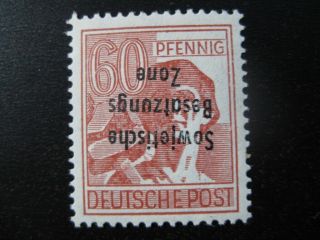 Soviet Occupation Zone Mi.  A195 K Mnh Inverted Overprint Stamp Cv $95.  00
