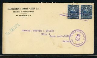 El Salvador Postal History: Lot 15 1922 20c San Salvador - Switzerland $$$