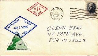 Rattlesnake Island Local Post June 16,  1967 Addressd To Glenn Bray - Folded