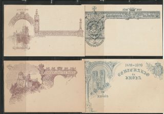 Macau China Portugal 1898 Centenary Of India 3a Postal Card Set Of 4.