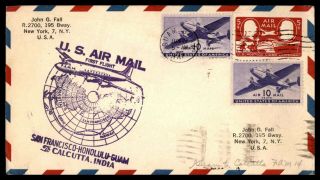 Mayfairstamps Us Flight San Francisco Honolulu Guam To Calcutta Cover Wwb_86763