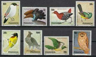 134.  Rwanda 1979 Set/8 Stamp Birds,  Owls.  Mnh