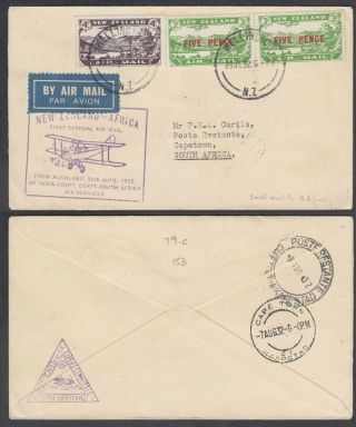 Zealand To South Africa 1932 Flight Cover (id:2/d58907)